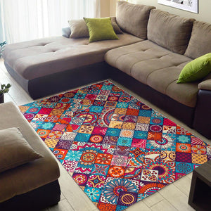 Ethnic Bohemian Mandala Pattern Print Area Rug GearFrost