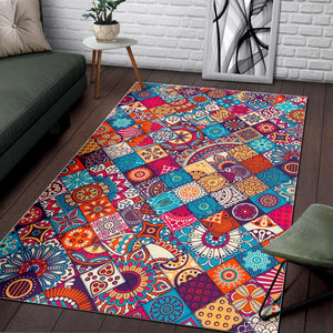 Ethnic Bohemian Mandala Pattern Print Area Rug GearFrost