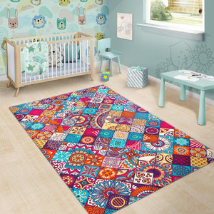 Ethnic Bohemian Mandala Pattern Print Area Rug GearFrost