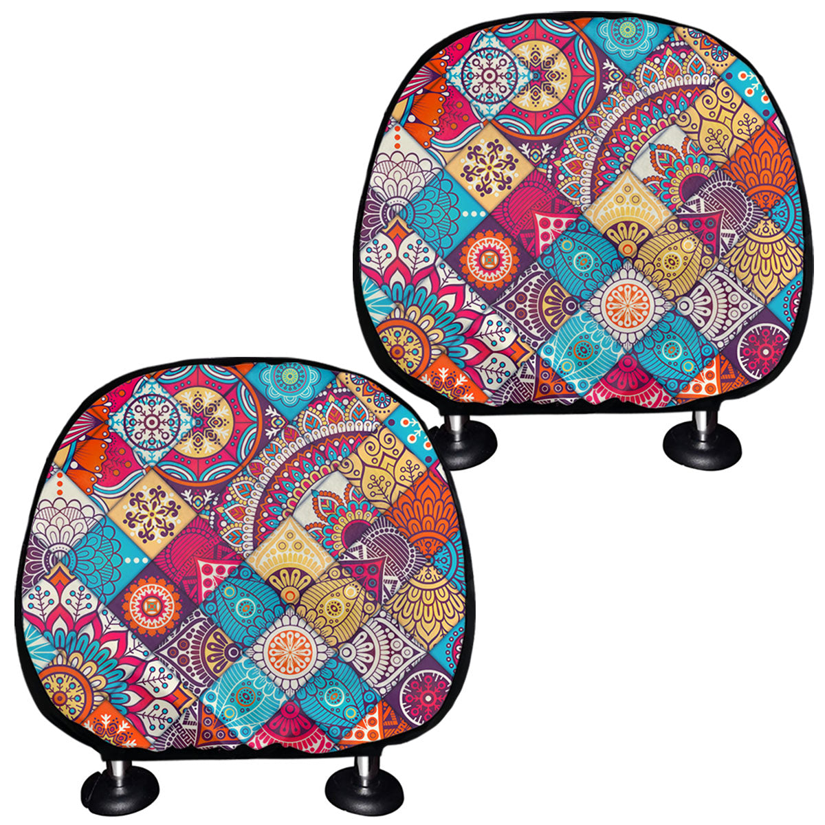 Ethnic Bohemian Mandala Pattern Print Car Headrest Covers
