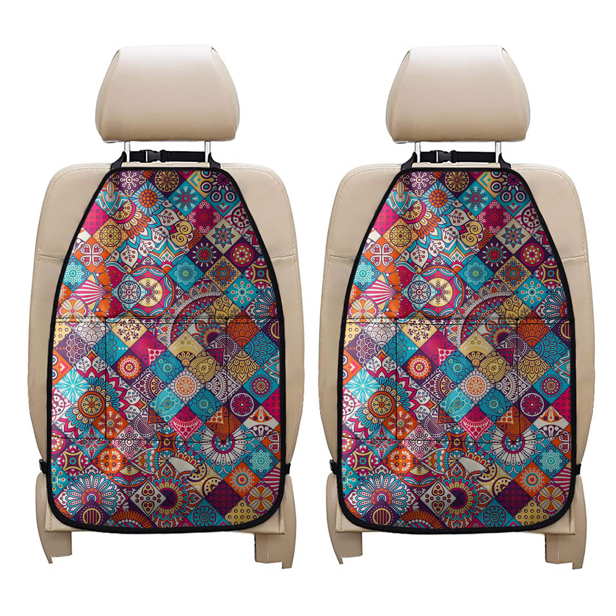 Ethnic Bohemian Mandala Pattern Print Car Seat Organizers