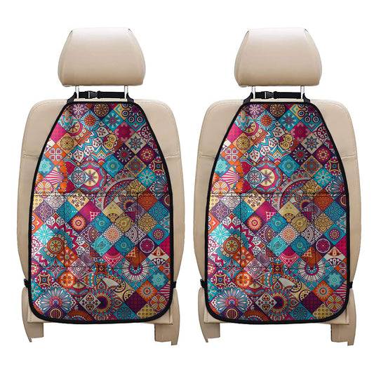 Ethnic Bohemian Mandala Pattern Print Car Seat Organizers
