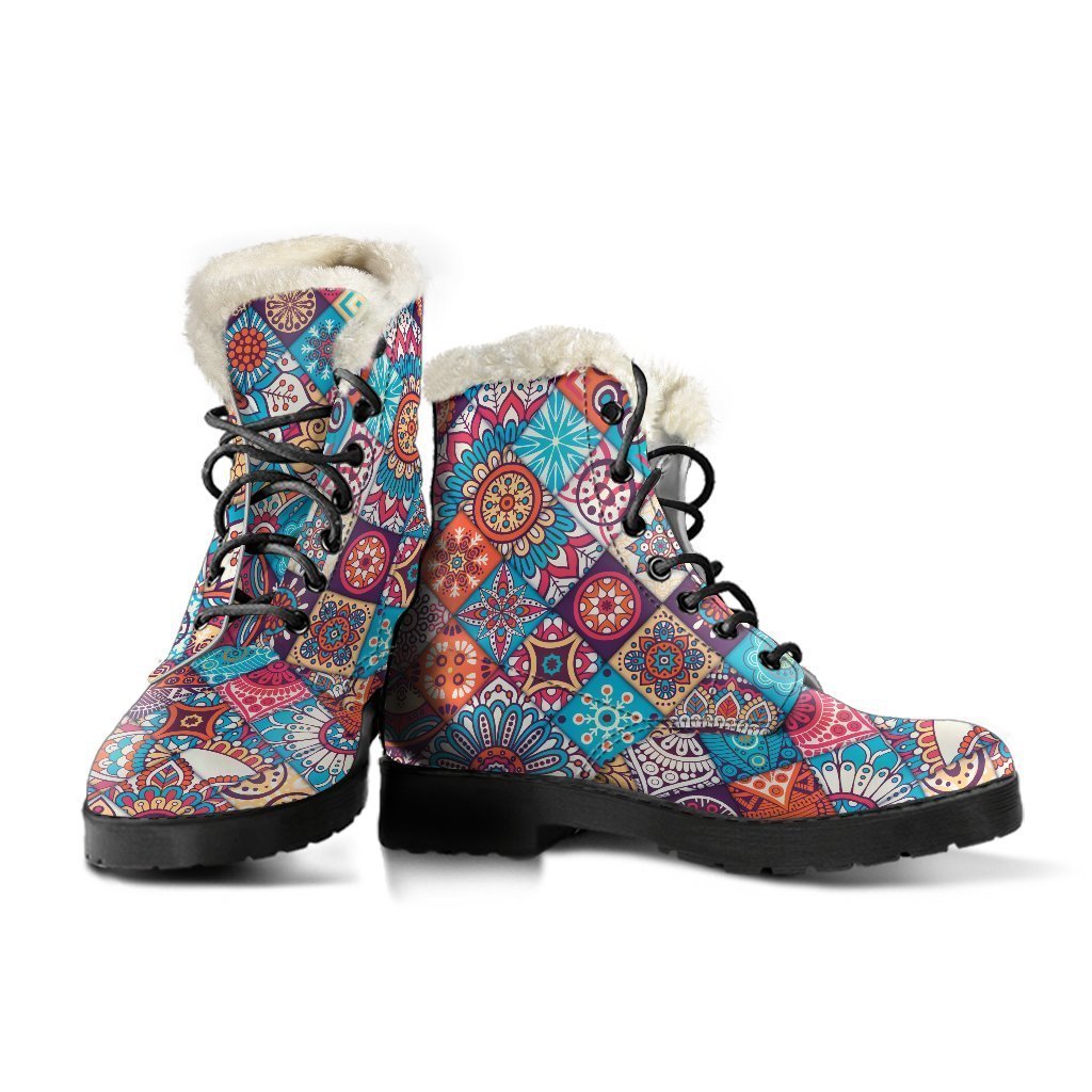 Ethnic Bohemian Mandala Pattern Print Comfy Boots GearFrost