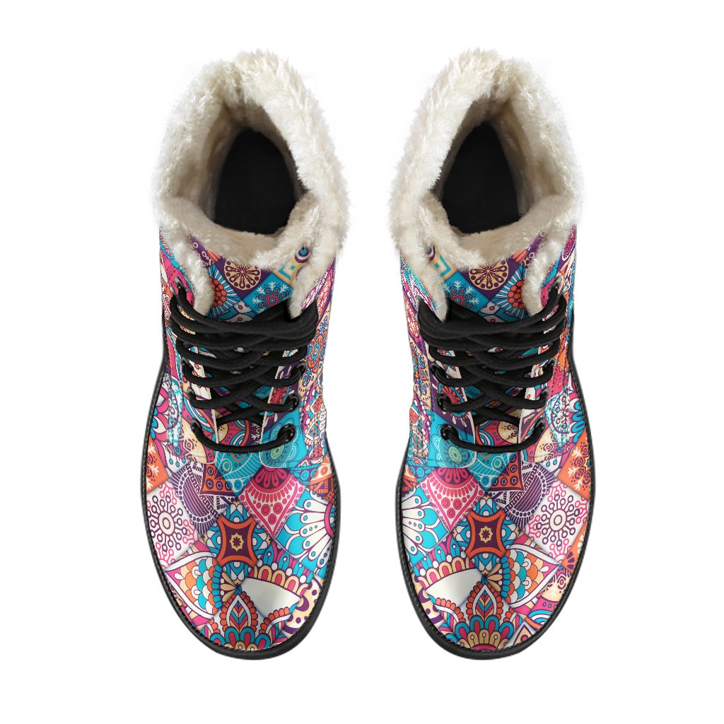 Ethnic Bohemian Mandala Pattern Print Comfy Boots GearFrost