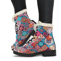 Ethnic Bohemian Mandala Pattern Print Faux Fur Leather Boots
