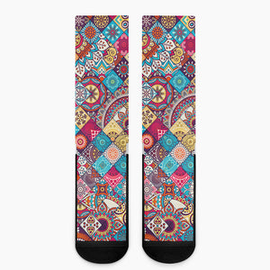 Ethnic Bohemian Mandala Pattern Print Crew Socks