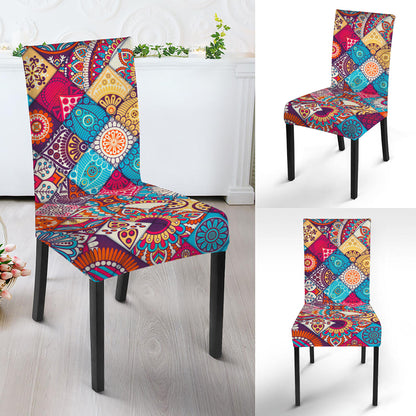 Ethnic Bohemian Mandala Pattern Print Dining Chair Slipcover