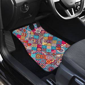 Ethnic Bohemian Mandala Pattern Print Front and Back Car Floor Mats