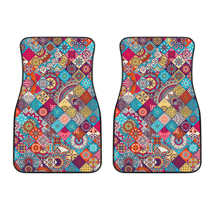 Ethnic Bohemian Mandala Pattern Print Front Car Floor Mats