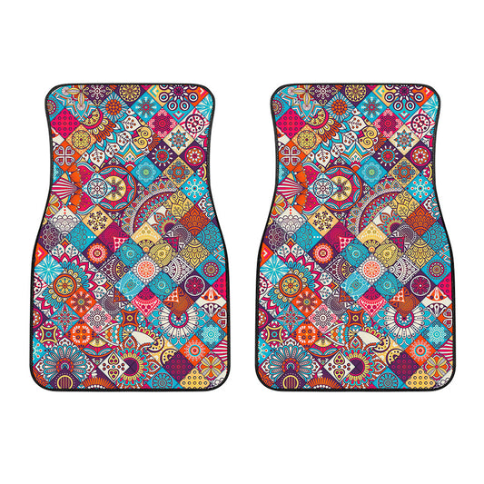 Ethnic Bohemian Mandala Pattern Print Front Car Floor Mats