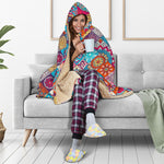 Ethnic Bohemian Mandala Pattern Print Hooded Blanket