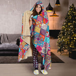 Ethnic Bohemian Mandala Pattern Print Hooded Blanket