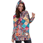 Ethnic Bohemian Mandala Pattern Print Hoodie Dress GearFrost