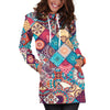 Ethnic Bohemian Mandala Pattern Print Hoodie Dress GearFrost