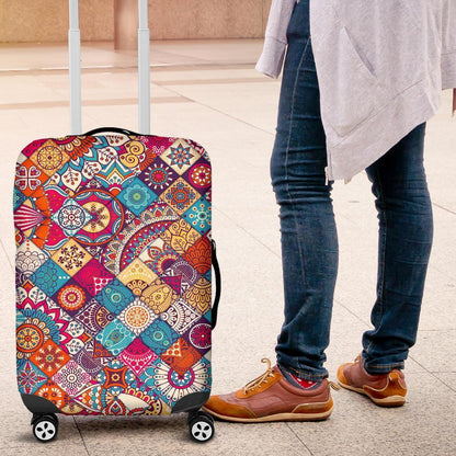 Ethnic Bohemian Mandala Pattern Print Luggage Cover GearFrost