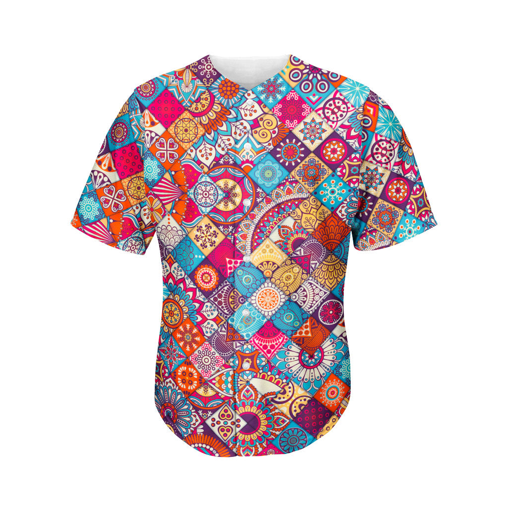 Ethnic Bohemian Mandala Pattern Print Men's Baseball Jersey