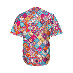 Ethnic Bohemian Mandala Pattern Print Men's Baseball Jersey