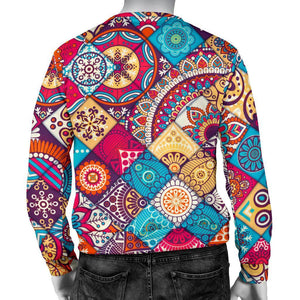 Ethnic Bohemian Mandala Pattern Print Men's Crewneck Sweatshirt GearFrost