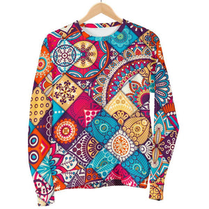 Ethnic Bohemian Mandala Pattern Print Men's Crewneck Sweatshirt GearFrost