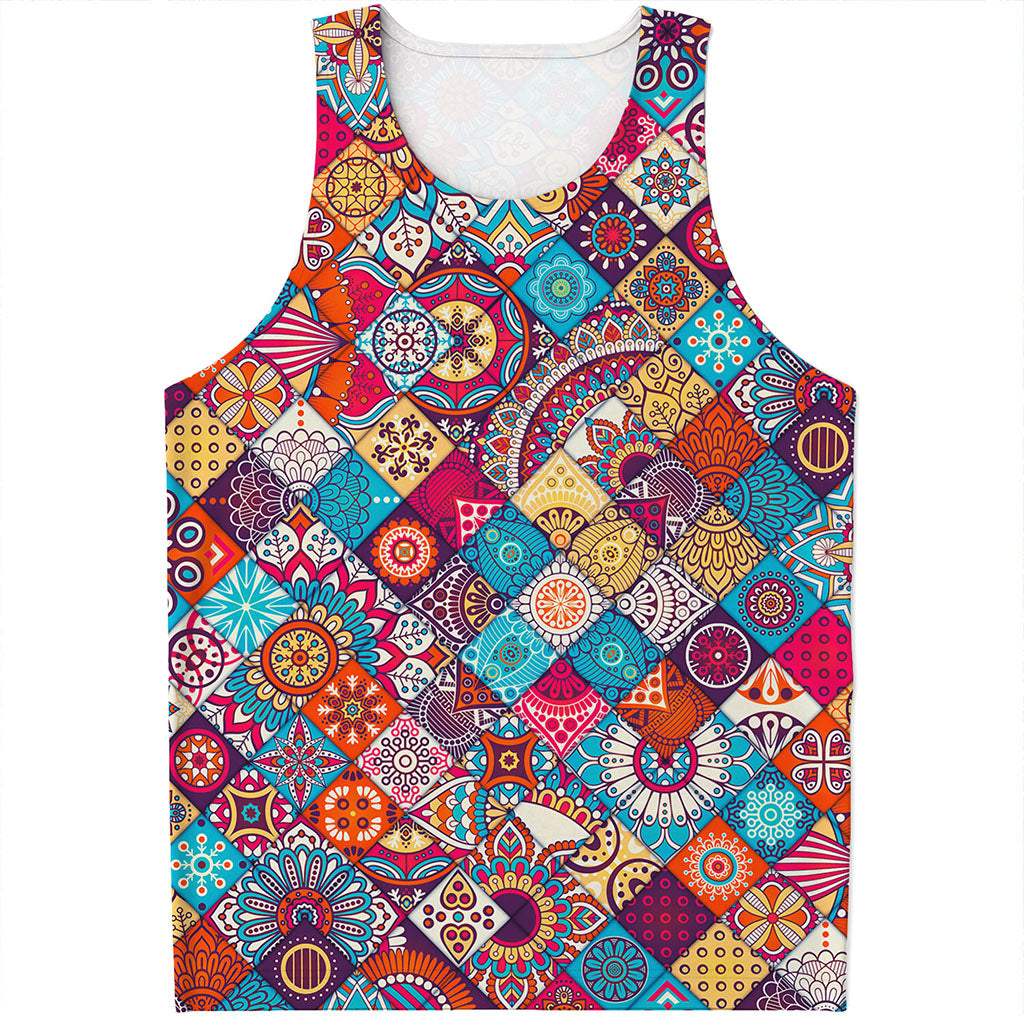Ethnic Bohemian Mandala Pattern Print Men's Tank Top