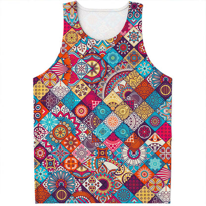 Ethnic Bohemian Mandala Pattern Print Men's Tank Top
