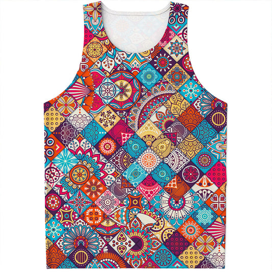 Ethnic Bohemian Mandala Pattern Print Men's Tank Top