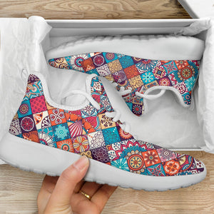 Ethnic Bohemian Mandala Pattern Print Mesh Knit Shoes GearFrost