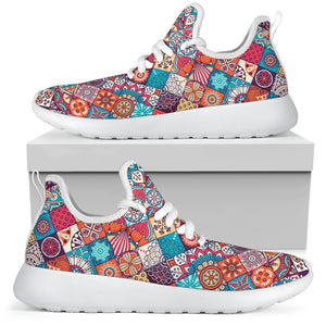 Ethnic Bohemian Mandala Pattern Print Mesh Knit Shoes GearFrost