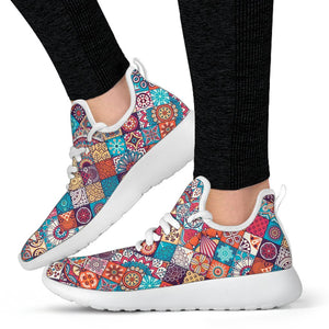 Ethnic Bohemian Mandala Pattern Print Mesh Knit Shoes GearFrost