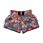 Ethnic Bohemian Mandala Pattern Print Muay Thai Boxing Shorts