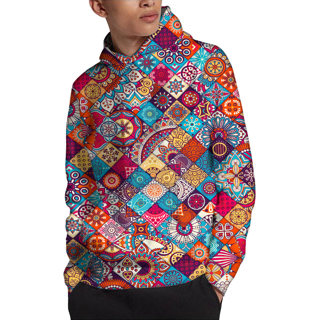 Ethnic Bohemian Mandala Pattern Print Pullover Hoodie
