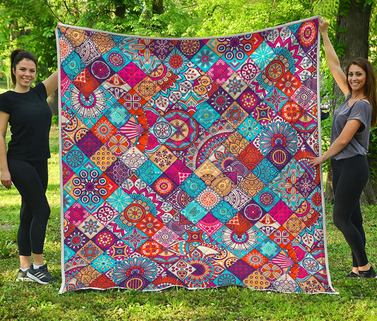 Ethnic Bohemian Mandala Pattern Print Quilt