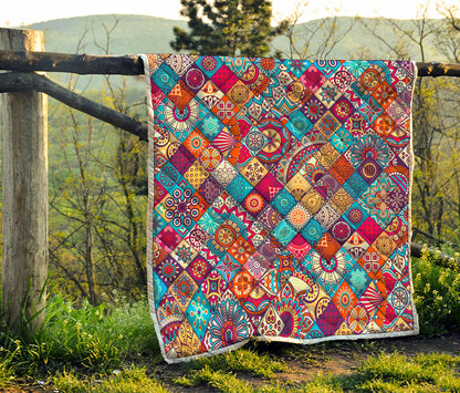 Ethnic Bohemian Mandala Pattern Print Quilt