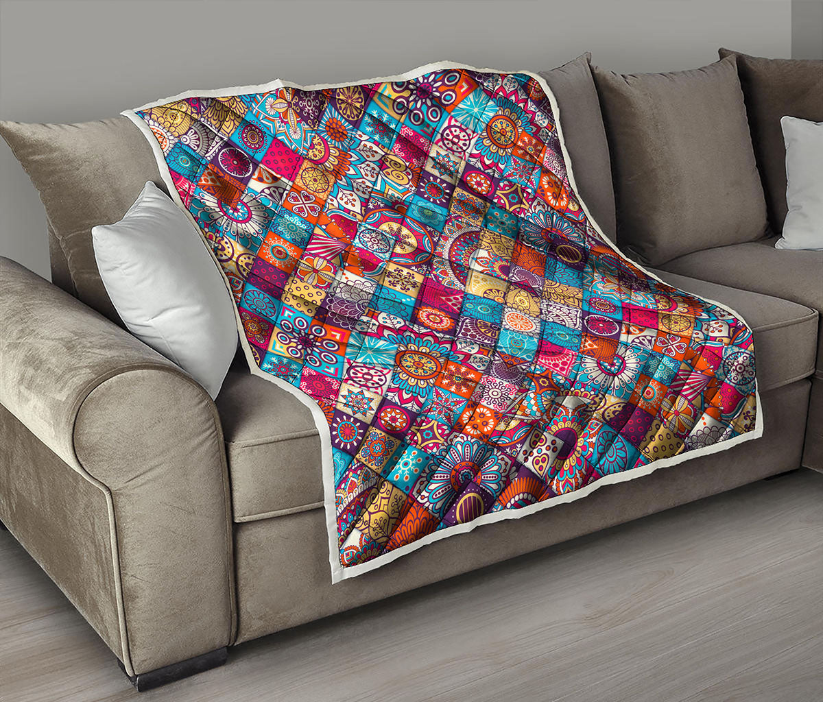 Ethnic Bohemian Mandala Pattern Print Quilt