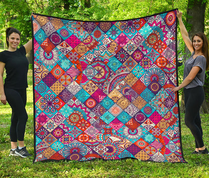 Ethnic Bohemian Mandala Pattern Print Quilt