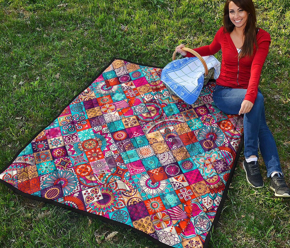 Ethnic Bohemian Mandala Pattern Print Quilt