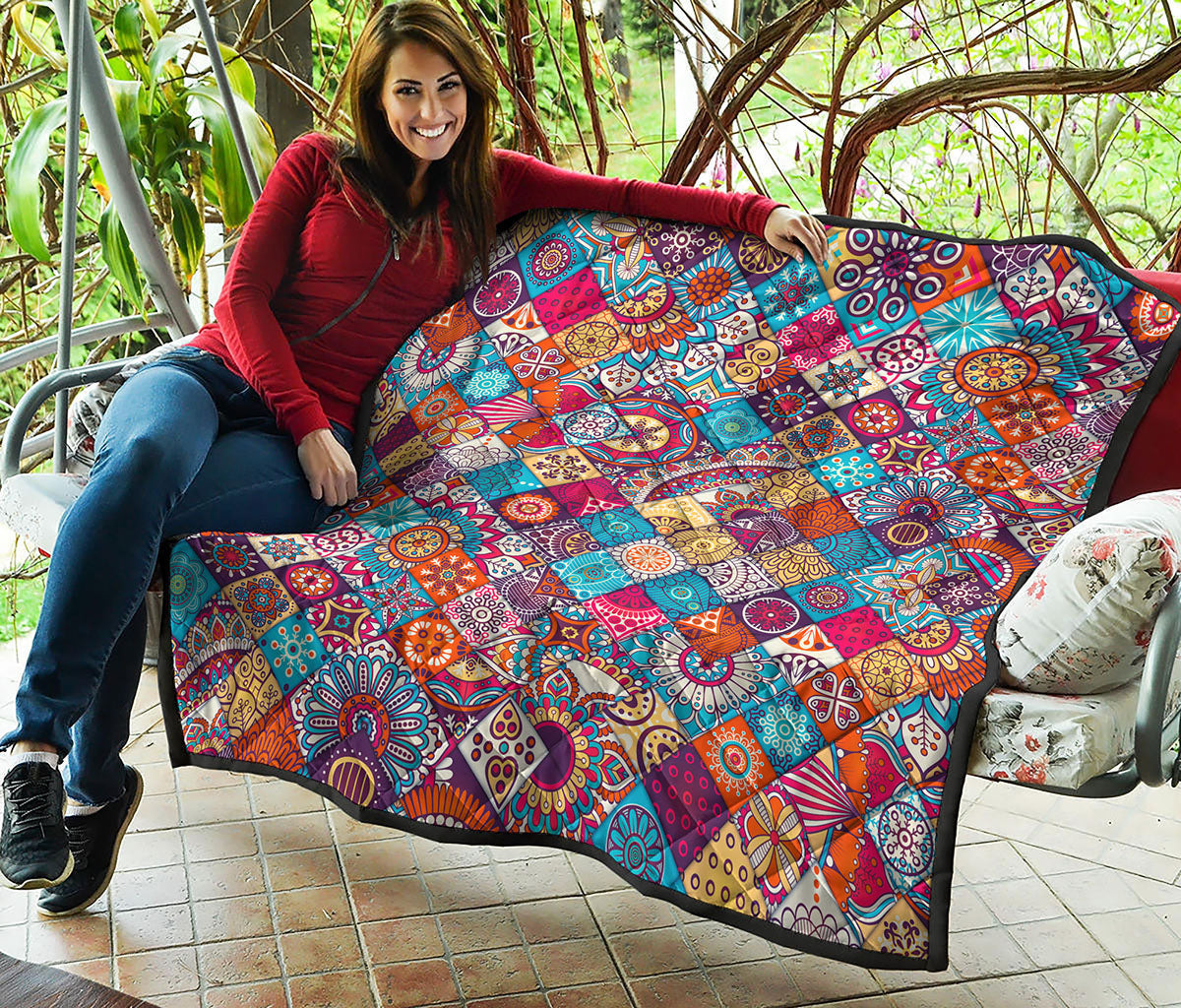 Ethnic Bohemian Mandala Pattern Print Quilt