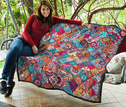 Ethnic Bohemian Mandala Pattern Print Quilt