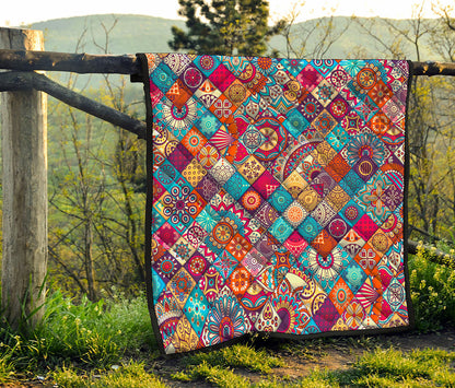 Ethnic Bohemian Mandala Pattern Print Quilt