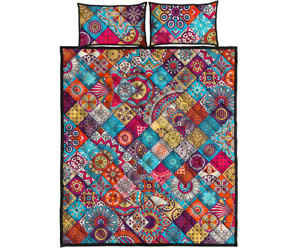Ethnic Bohemian Mandala Pattern Print Quilt Bed Set