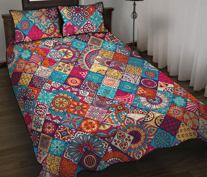 Ethnic Bohemian Mandala Pattern Print Quilt Bed Set