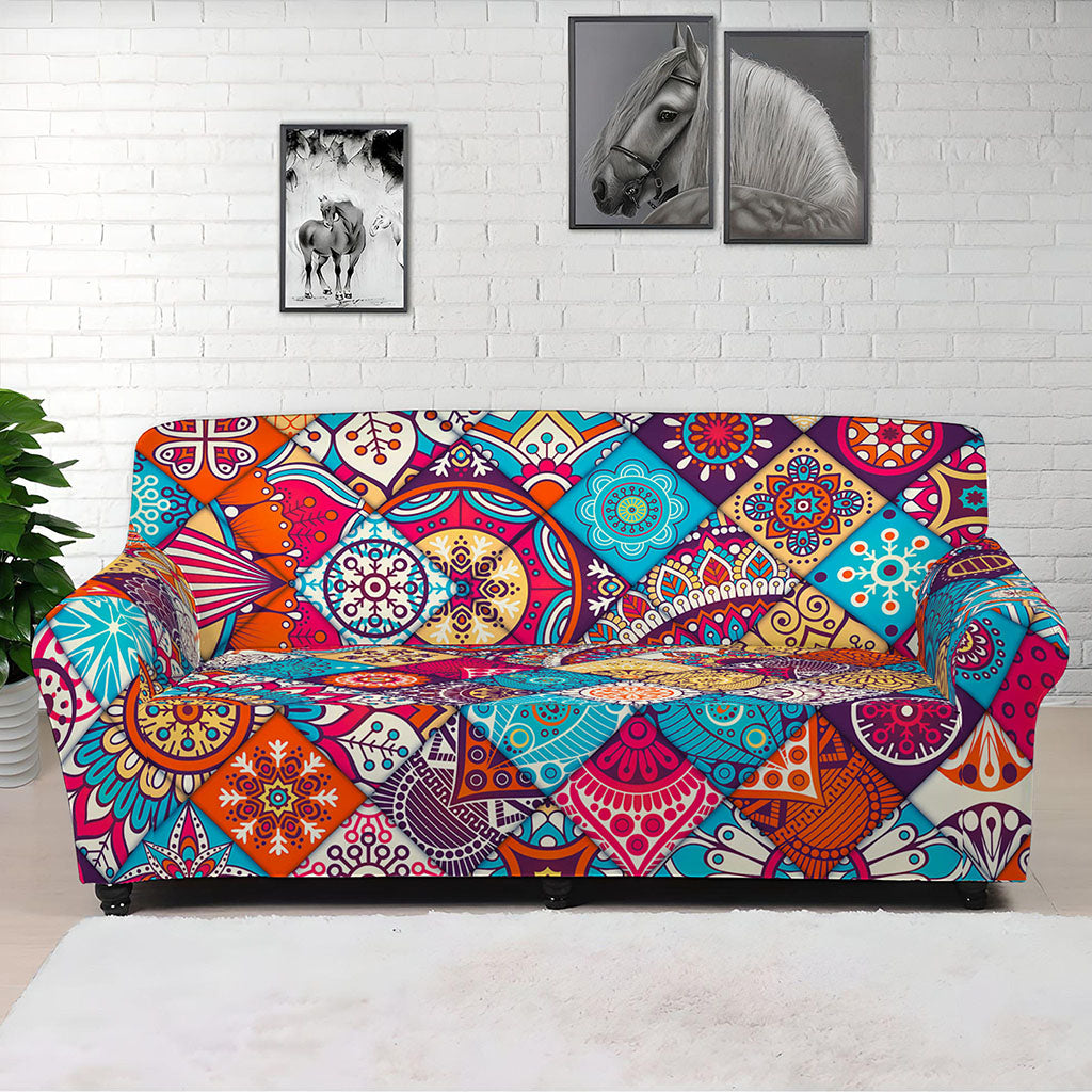 Ethnic Bohemian Mandala Pattern Print Sofa Cover