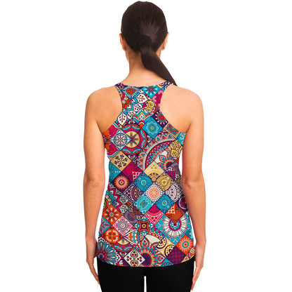 Ethnic Bohemian Mandala Pattern Print Women's Racerback Tank Top