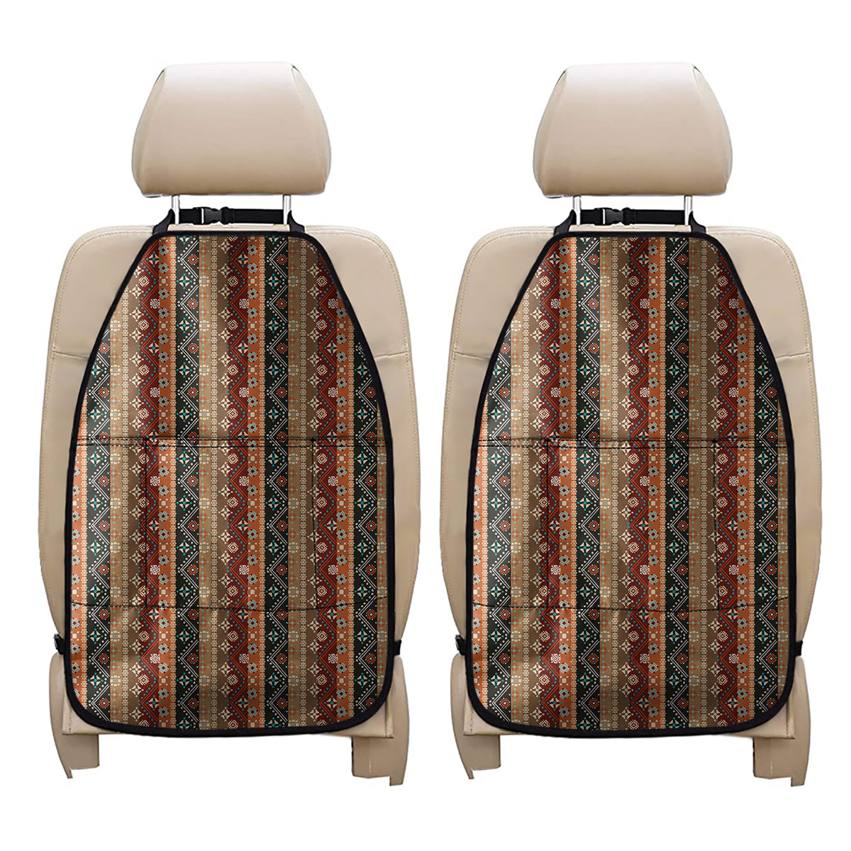 Ethnic Boho Tribal Pattern Print Car Seat Organizers