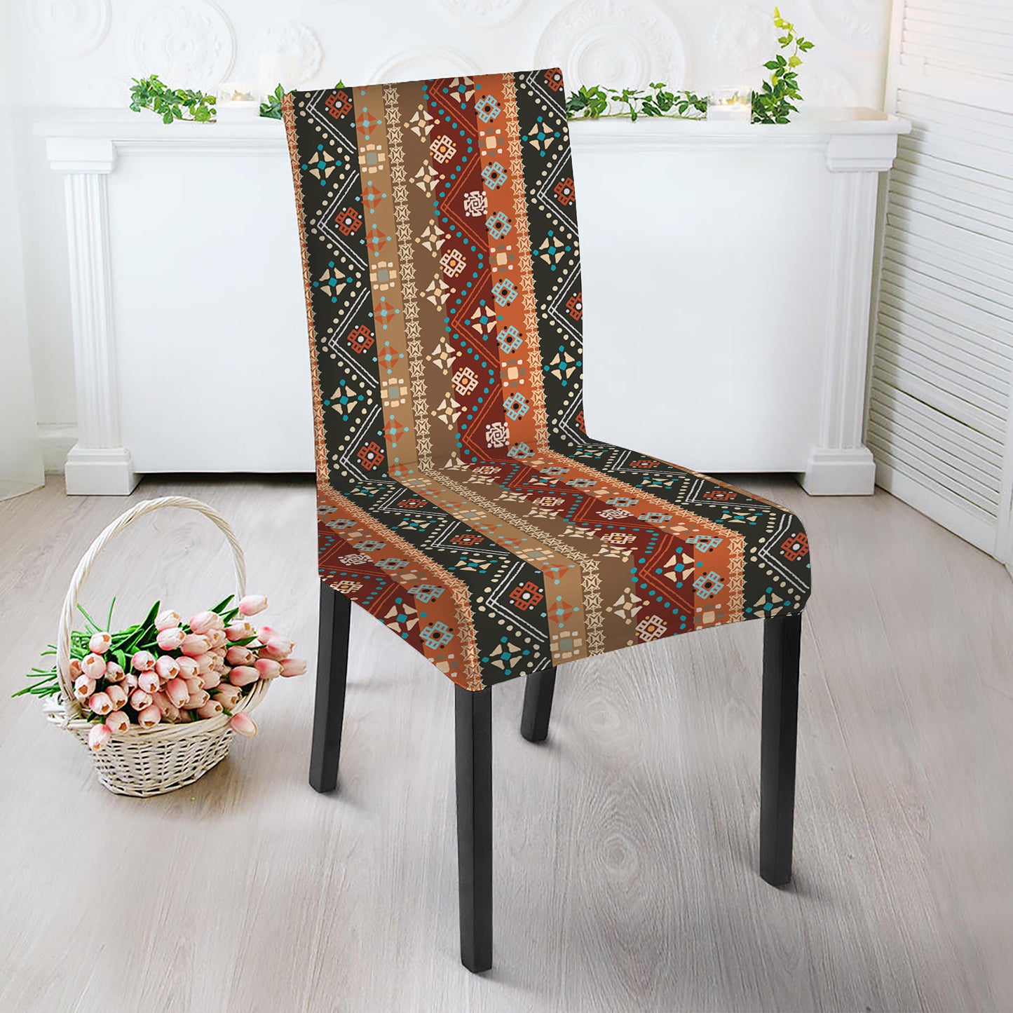 Ethnic Boho Tribal Pattern Print Dining Chair Slipcover