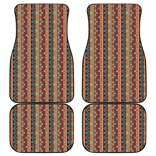 Ethnic Boho Tribal Pattern Print Front and Back Car Floor Mats