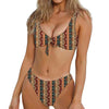 Ethnic Boho Tribal Pattern Print Front Bow Tie Bikini