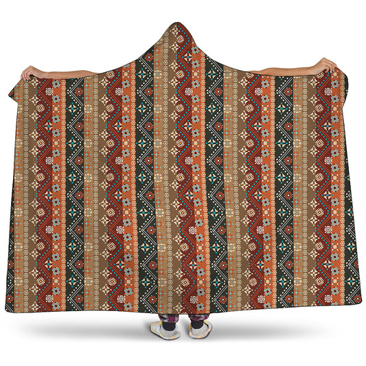 Ethnic Boho Tribal Pattern Print Hooded Blanket