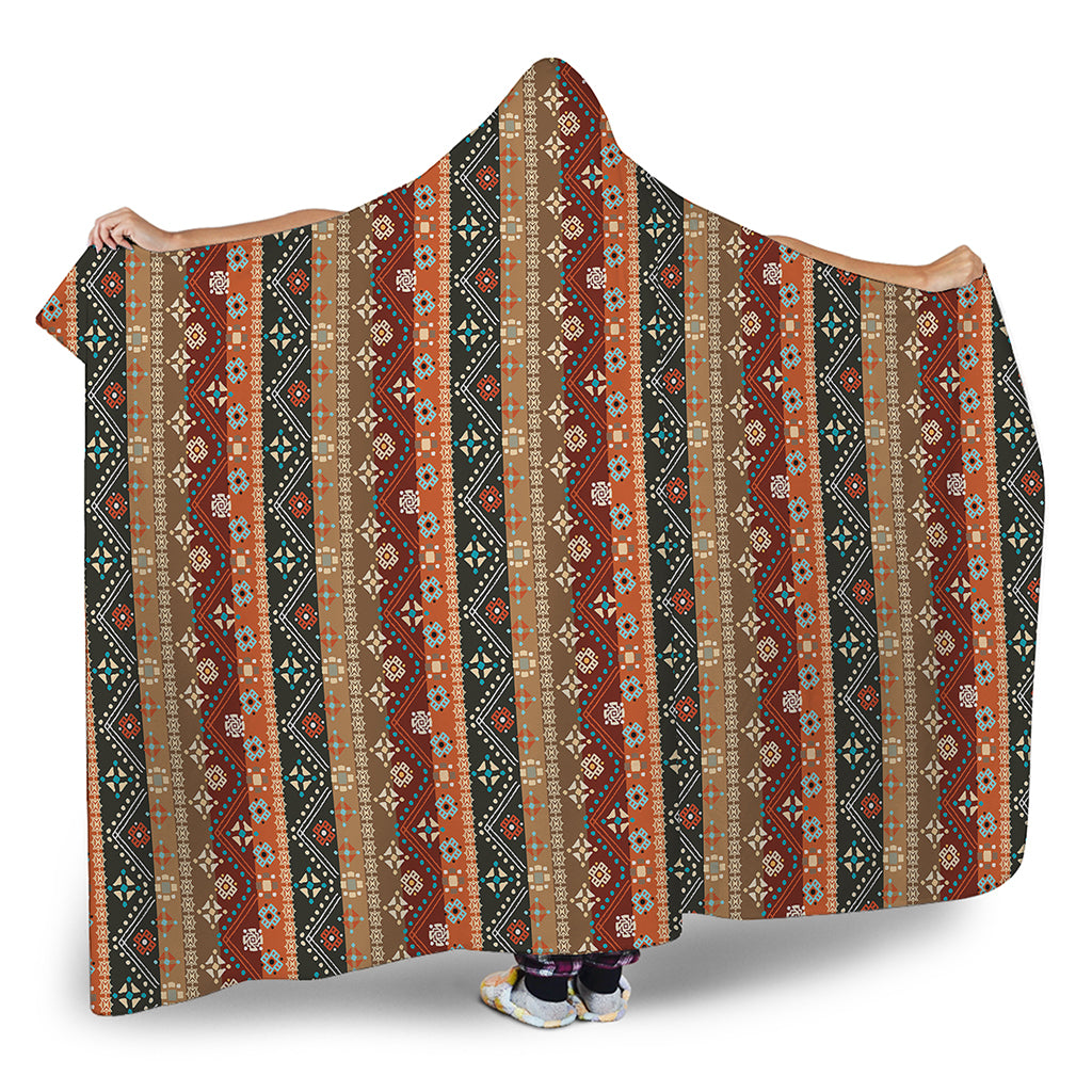 Ethnic Boho Tribal Pattern Print Hooded Blanket