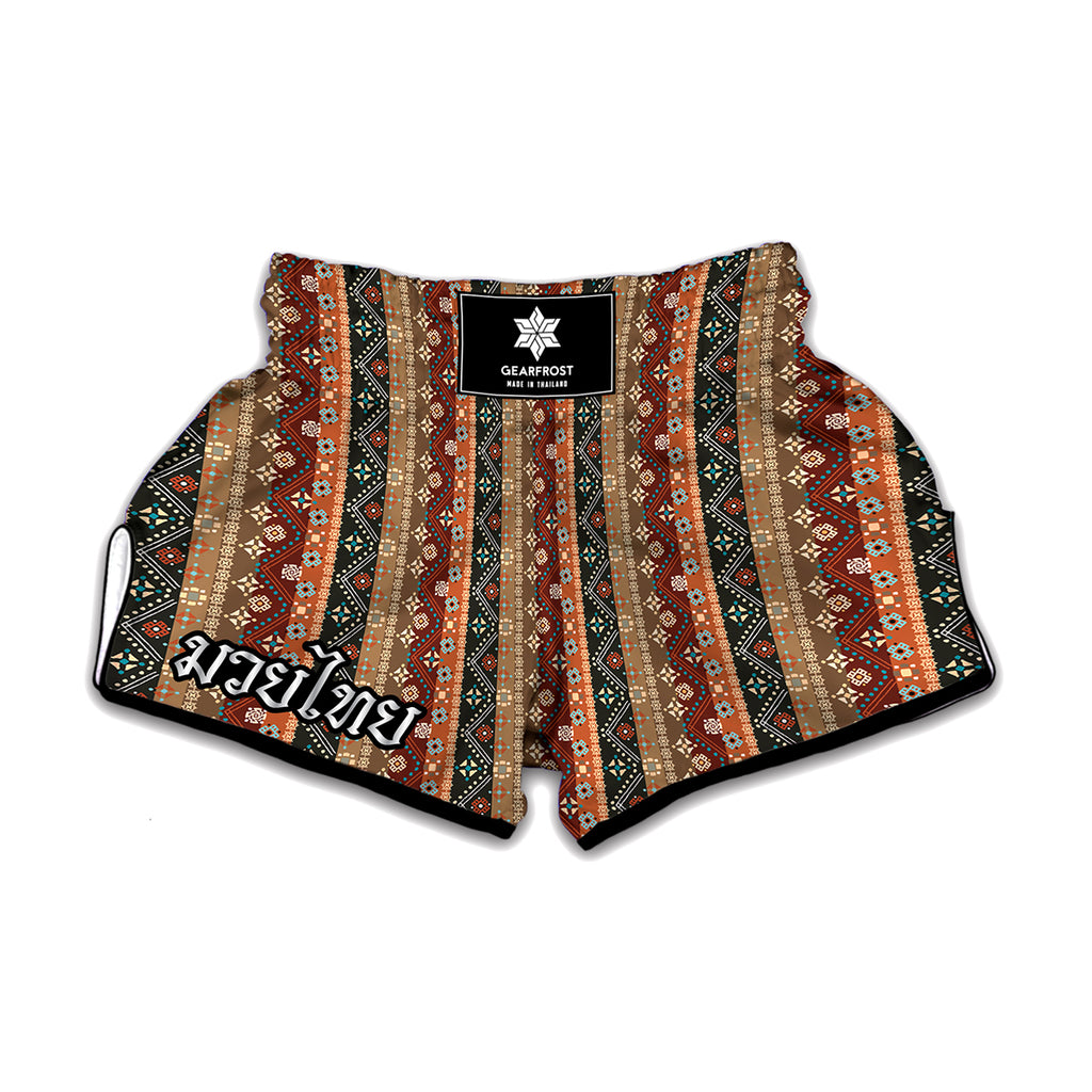 Ethnic Boho Tribal Pattern Print Muay Thai Boxing Shorts